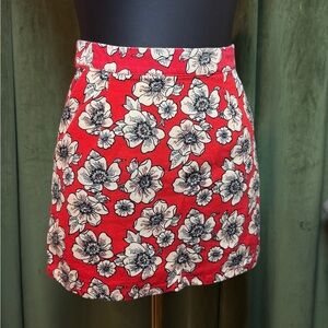 Forever 21 Red Floral Mini Skirt
